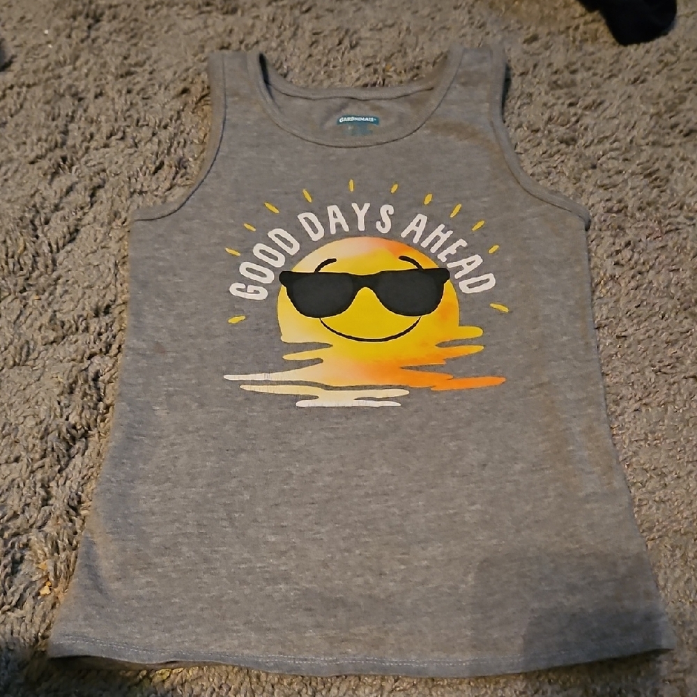 5/$15 Gray Tank Top with Sun Graphic